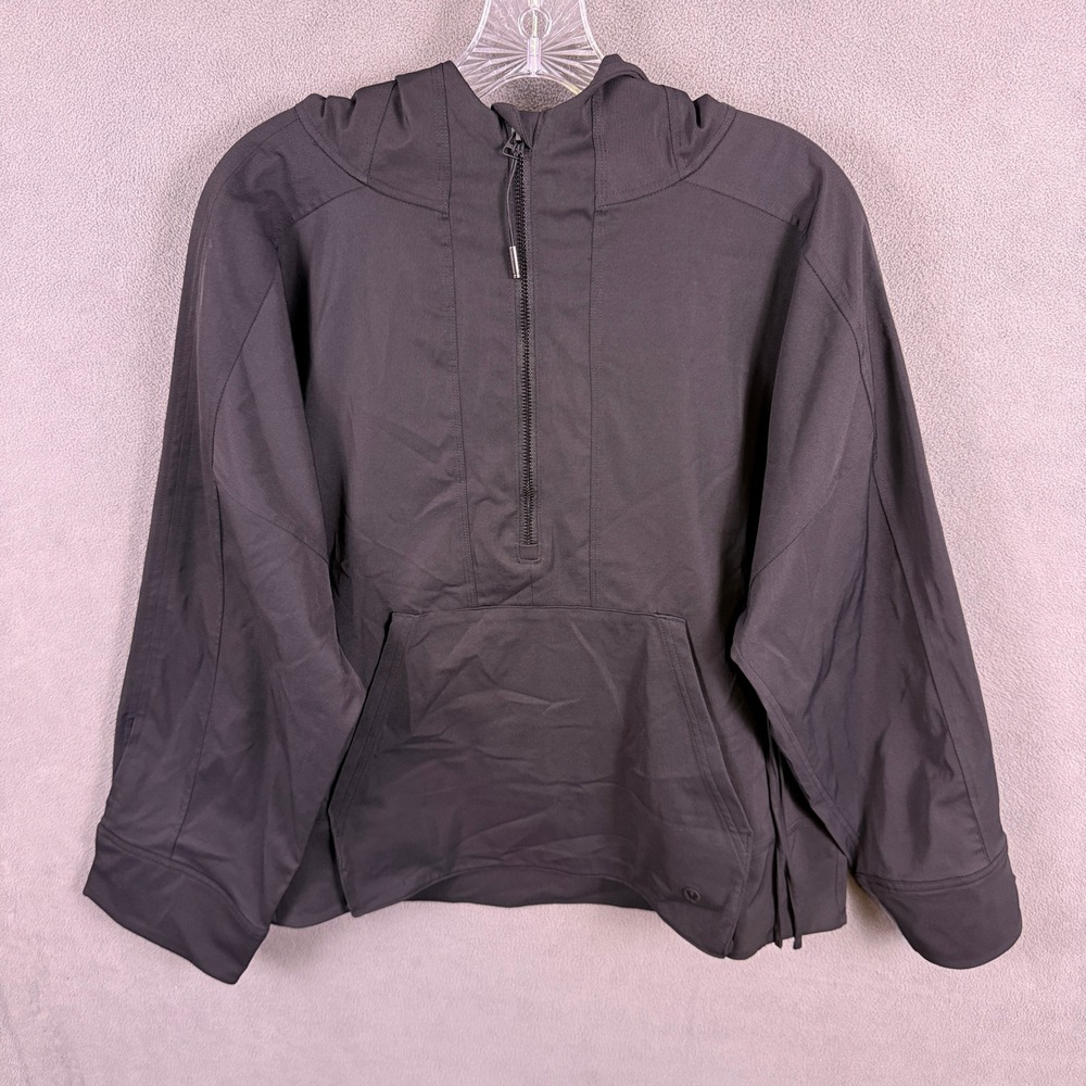 Lululemon Water-Repellent Hooded Anorak Jacket Black Half Zip Pullover Size S